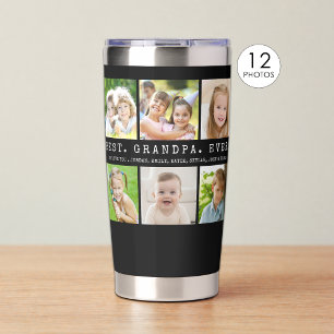 Grandpa 12 Photo Collage Personalised Custom Colou Insulated Tumbler
