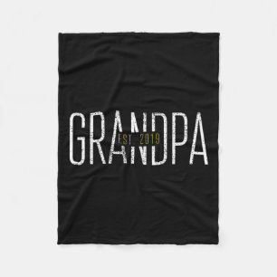 Grandpa 2019 Grandfather Gift Tee Est Fleece Blanket