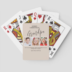 Grandpa 3 Photo Collage Grandad Merry Christmas Playing Cards