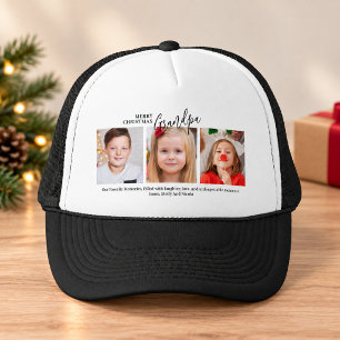 Grandpa 3 Photo Collage Grandad Merry Christmas Trucker Hat