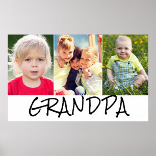Grandpa 3 Photo Collage Typography Poster