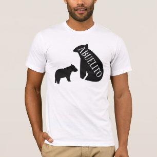 Grandpa ABUELO Geometric Bear and Cub Monochrome T-Shirt