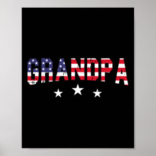 Grandpa American Flag 4th Of July Vintage Patrioti Poster