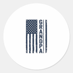 Grandpa American Flag Distressed Patriotic Design_ Classic Round Sticker