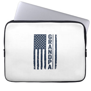 Grandpa American Flag Distressed Patriotic Design_ Laptop Sleeve