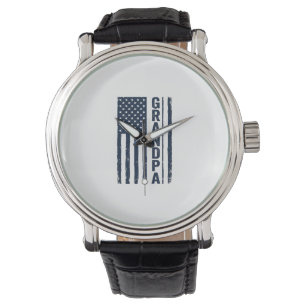 Grandpa American Flag Distressed Patriotic Design_ Watch