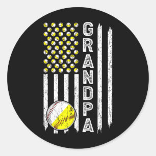 Grandpa American Flag Softll Sell Grandpa Classic Round Sticker