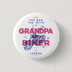 Grandpa and biker the man the myth the legend 3 cm round badge