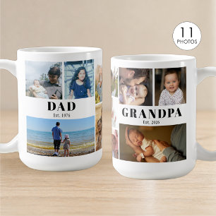 Grandpa and Dad Established 11 Photo Collage Coffee Mug