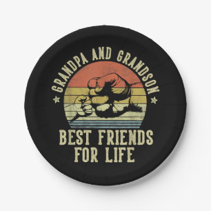 Grandpa and Grandson Best Friends for Life Funny G Paper Plate