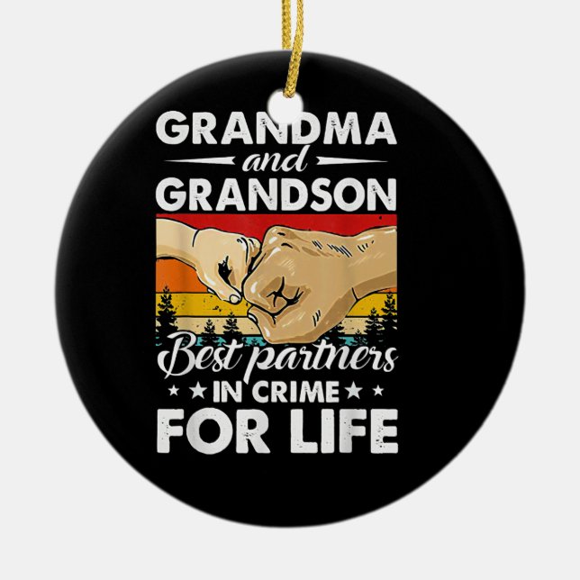 Grandpa And Grandson Best Partners In Crime For Ceramic Ornament (Front)