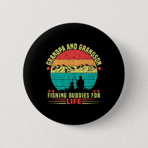 Grandpa And Grandson Fishing Buddies For Life 1  6 Cm Round Badge