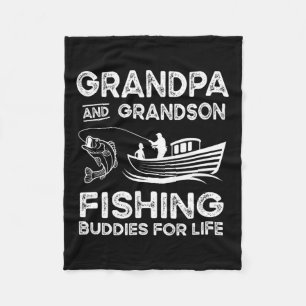 Grandpa And Grandson Fishing Buddies For Life Gift Fleece Blanket