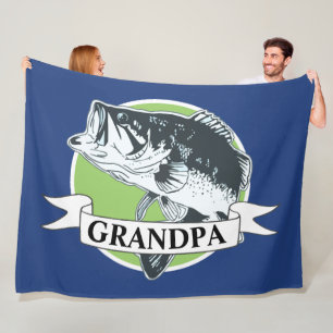 Grandpa Bass Fishing Grandparent's Day Fleece Blanket