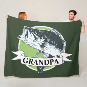 Grandpa Bass Fishing Grandparent's Day Fleece Blanket