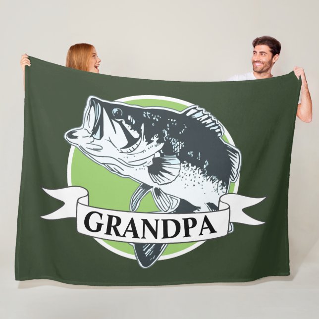 Grandpa Bass Fishing Grandparent's Day Fleece Blanket (In Situ)