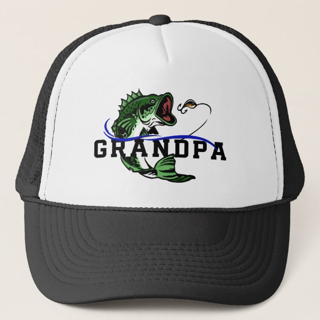 Grandpa Bass Fishing Keep'n it Reel Trucker Hat (Front)