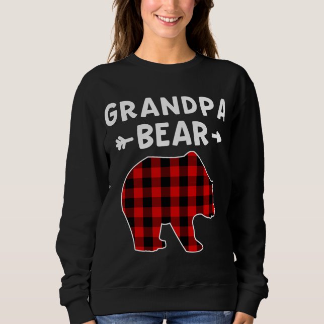 Grandpa Bear Red Black Plaid Bear Christmas Promot Sweatshirt (Front)