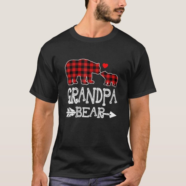 Grandpa Bear , Red Buffalo Plaid Grandpa Bear Paja T-Shirt (Front)