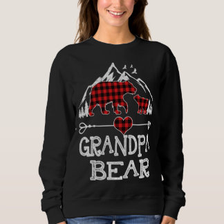 Grandpa Bear Shirt, Red Buffalo Plaid Grandpa Bear Sweatshirt