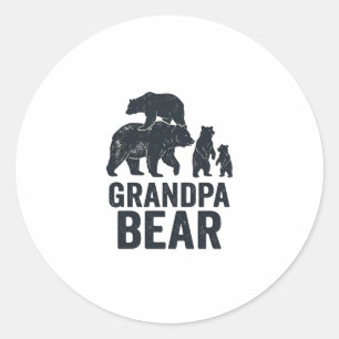 Grandpa Bear Vintage Engraving Family Bear Shirt D Classic Round Sticker