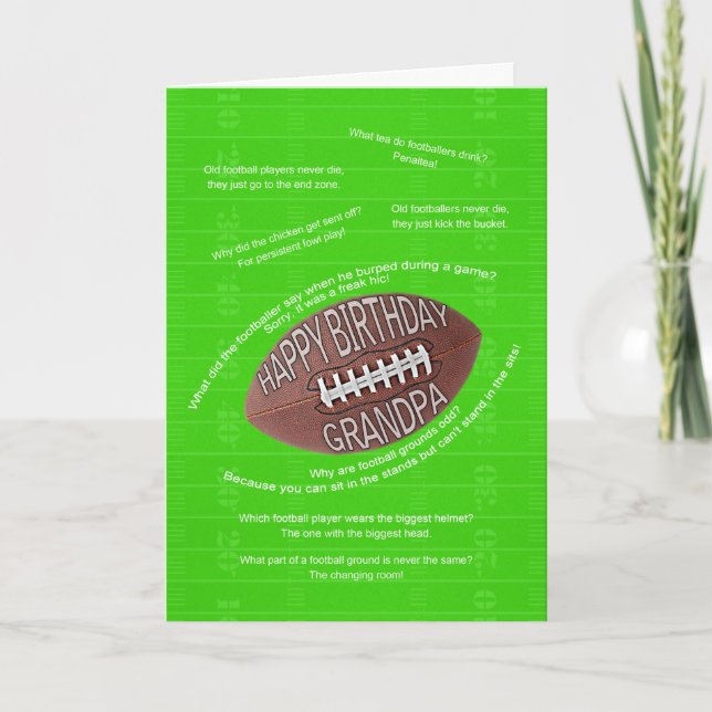 Grandpa birthday, really bad football jokes card (Front)