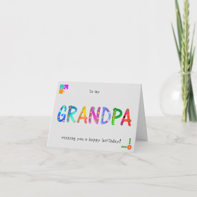 GRANDPA Bold Boho Birthday Folded Card (Front)