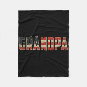 Grandpa Bold Patriotic American Flag Father’s Day Fleece Blanket