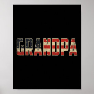 Grandpa Bold Patriotic American Flag Father’s Day  Poster