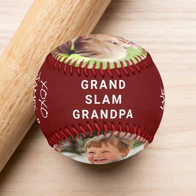 Grandpa Burgundy Red Photo Baseball (Creator Uploaded)