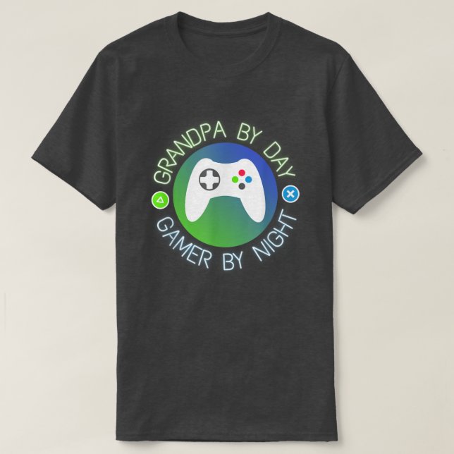 Grandpa By Day Gamer By Night Funny Gaming  T-Shirt (Design Front)