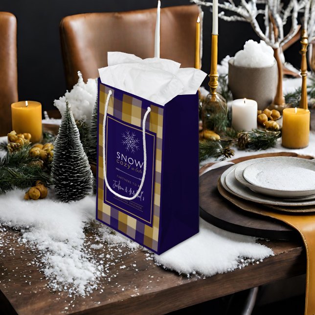 Grandpa Chic Plaid Snow Cosy Winter Wedding Shower Small Gift Bag (Creator Uploaded)