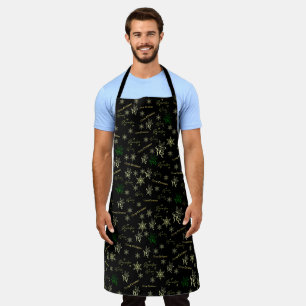 grandpa christmas black gold apron