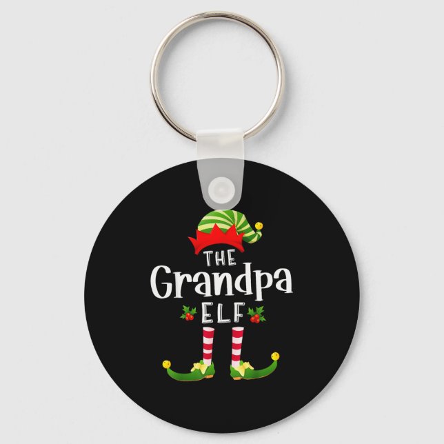 Grandpa Christmas Elf Matching Pajama X-mas Party  Key Ring (Front)