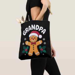 Grandpa Christmas Gingerbread Santa Hat Family Tote Bag
