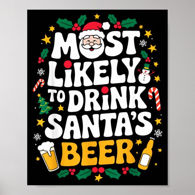 Grandpa Christmas Men Dad Most Likely To Drink San Poster (Front)