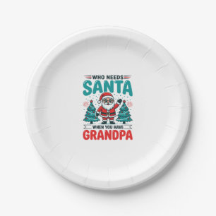 Grandpa Christmas Santa Family Paper Plate