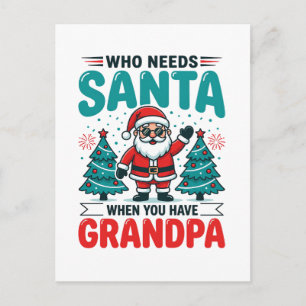 Grandpa Christmas Santa Family Postcard