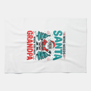 Grandpa Christmas Santa Family Tea Towel