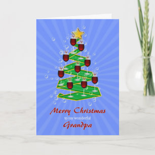 Grandpa, Christmas Tree with Wine Holiday Card