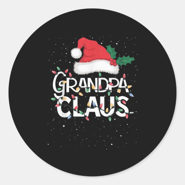 Grandpa Claus Christmas Lights Pajama Family Match Classic Round Sticker (Front)