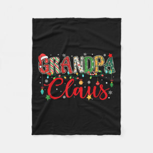 Grandpa Claus Christmas Lights Pajama Family Match Fleece Blanket