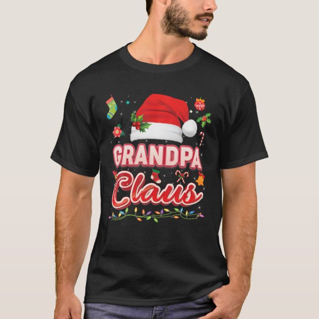 Grandpa Claus Matching Family Christmas Santa Paja T-Shirt (Front)