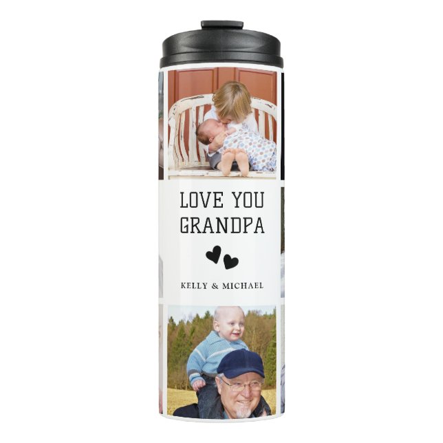 Grandpa Custom Photo Collage Thermal Tumbler (Front)