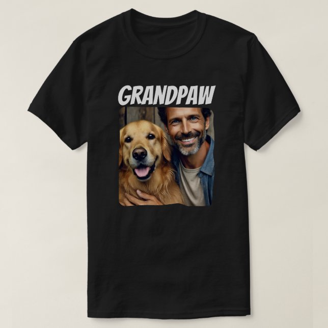 Grandpa Custom Photo Grandpaw Dog Modern T-Shirt (Design Front)