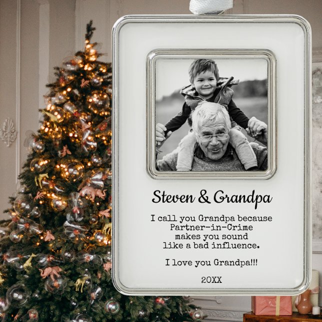 Grandpa Custom Photo Keepsake Gift Framed Ornament (Custom Christmas Tree Ornament with Custom Photo for Grandpa. )