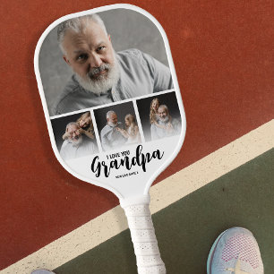 Grandpa Customised Photo Collage Pickleball Paddle