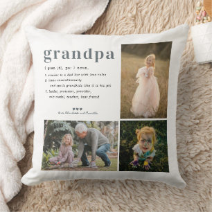 Grandpa Definition   3 Photo Collage Pillow