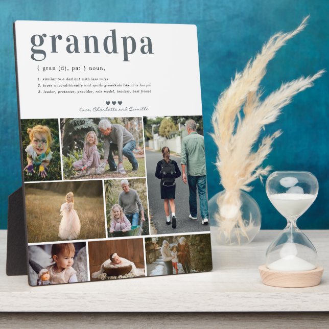 Grandpa Definition | 8 Photo Personalised Plaque (Side)