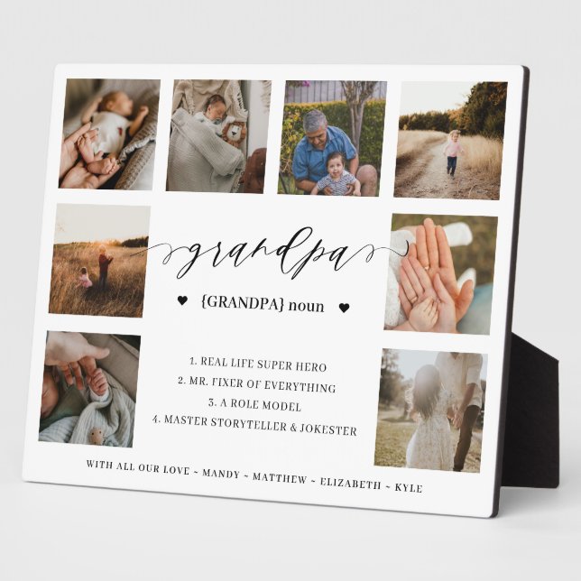 Grandpa Definition Script Photo Collage Keepsake Plaque (Side)